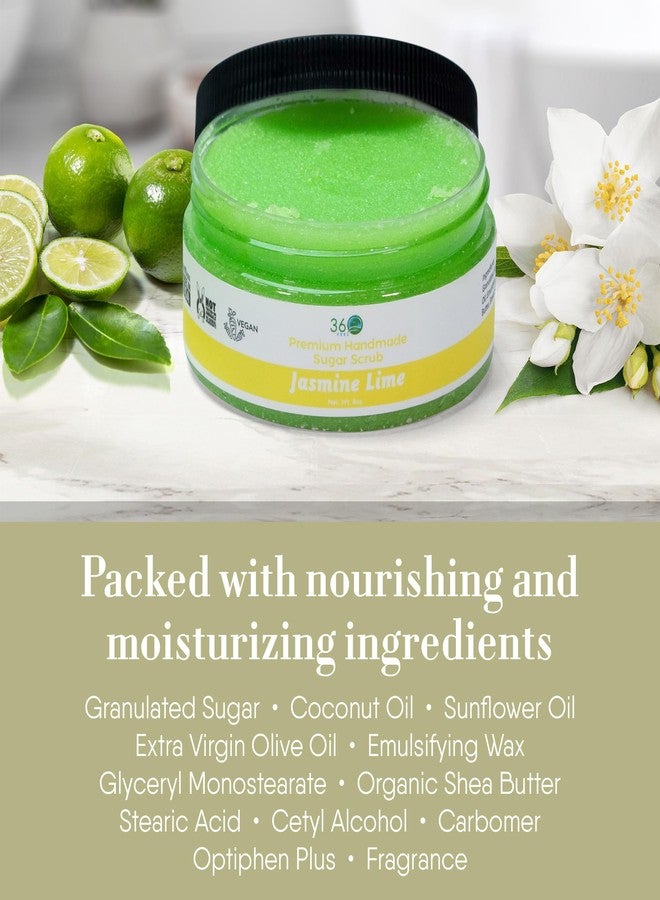 360Feel Jasmine Lime Sugar Body Scrub - Great for Exfoliating Bodyscrub Acne Scars Stretch Marks Foot Scrub Great Gifts For Women - 8 Fl Oz - Image 4